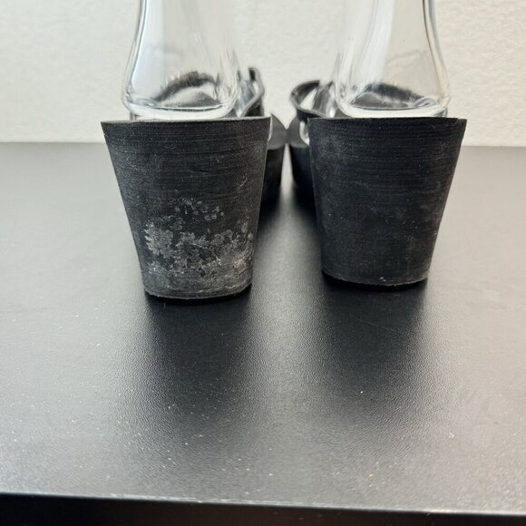 Guess Platform Wedge Sandals With Rhinestones & Black Faux Leather Straps 8.5 - Picture 7 of 7